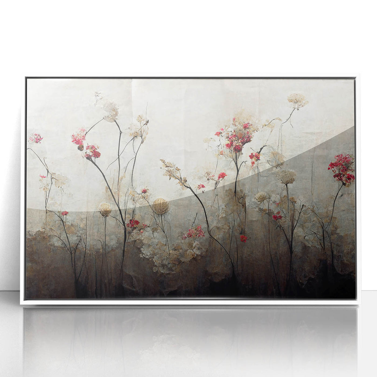 Abstract Floral Canvas Wall Art – Large Framed Art for Living Room