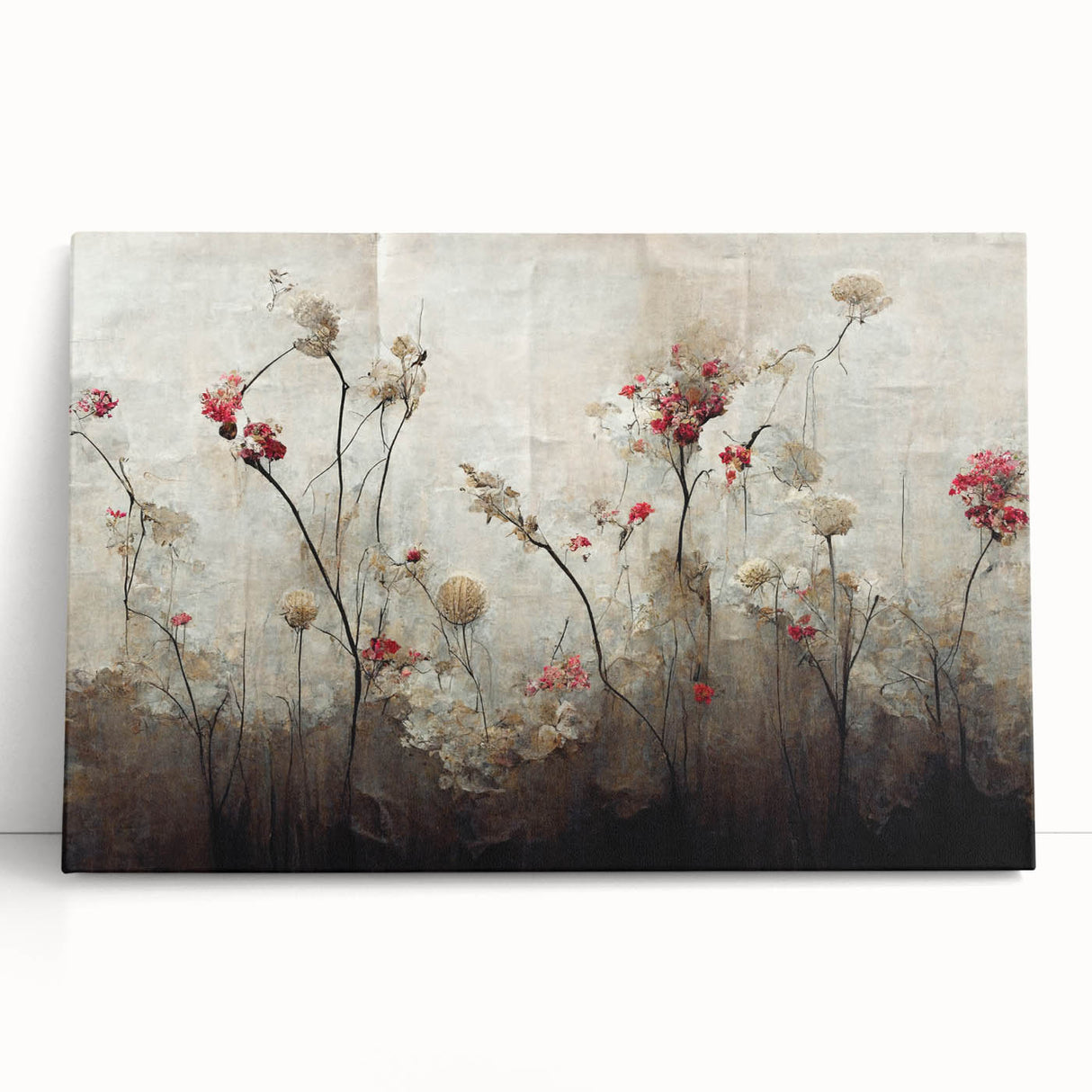 Abstract Floral Canvas Wall Art – Large Framed Art for Living Room
