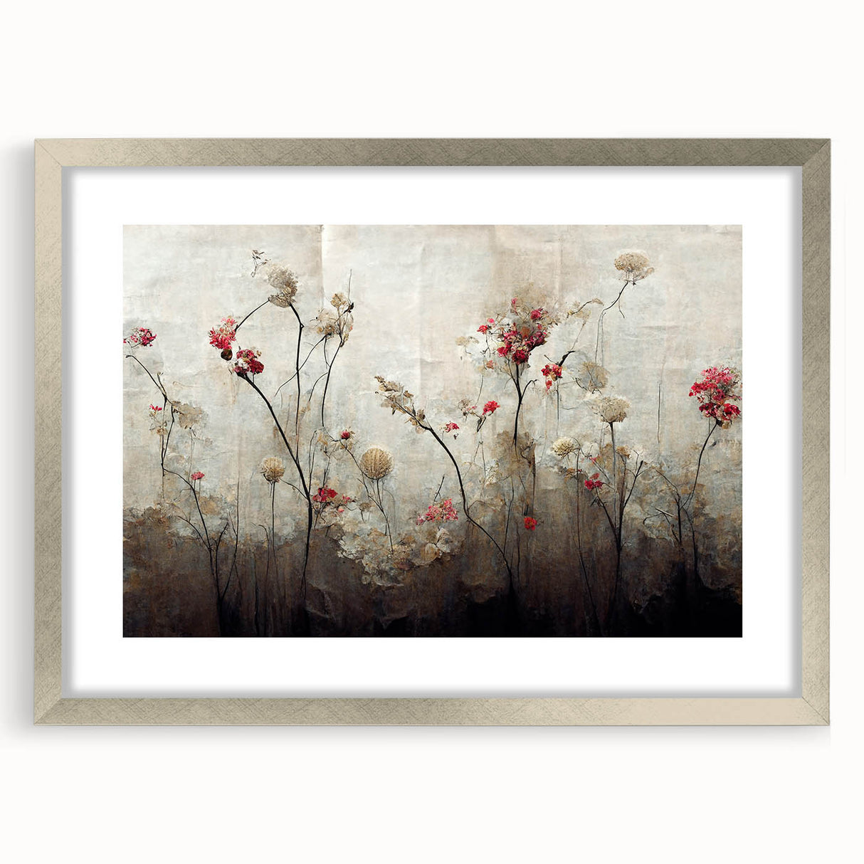 Abstract Floral Canvas Wall Art – Large Framed Art for Living Room