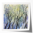 Abstract floral design printed on glossy canvas, showcasing vibrant colors and intricate patterns, ideal for modern home decor or artistic displays. The composition features a blend of blues, pinks, and greens, creating an eye-catching focal point for any room.