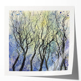 Abstract floral design printed on glossy canvas, showcasing vibrant colors and intricate patterns, ideal for modern home decor or artistic displays. The composition features a blend of blues, pinks, and greens, creating an eye-catching focal point for any room.