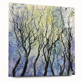 Abstract floral acrylic artwork displayed from the side, showcasing vibrant colors and intricate designs, secured with decorative pins for an elegant finish. Ideal for modern home decor.