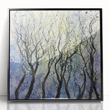 Framed acrylic artwork showcasing vibrant abstract florals in a sleek black frame, perfect for modern home decor. Ideal for adding color and style to living spaces.