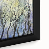 Close-up of an abstract floral framed canvas artwork, showcasing vibrant colors and intricate details, perfect for enhancing modern home decor with a touch of elegance.