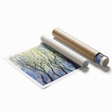 Vibrant abstract floral rolled print showcasing bold colors and intricate designs, perfect for home decor or art enthusiasts, securely packaged in a cardboard tube.