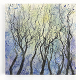 Vibrant abstract floral canvas art showcasing bold colors and intricate patterns, perfect for adding a modern touch to home decor. This stretched canvas features a front view that highlights its artistic details and texture, ideal for enhancing any room's aesthetic.