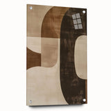 Abstract minimalist wall art displayed in a side view, showcasing vibrant colors and geometric shapes, mounted with stylish pins against a modern background.