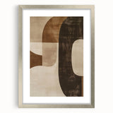 Abstract minimalist wall art framed in silver, showcasing soft geometric shapes and neutral tones, perfect for modern decor and enhancing any living space.