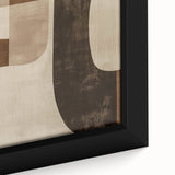 Close-up of a framed abstract minimalist wall art piece featuring soft pastel colors and geometric shapes, ideal for modern home decor and interior styling.
