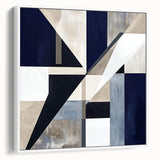Geometric Abstract Wall Decor – Navy & Beige Modern Canvas Art