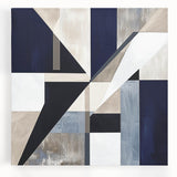 Geometric Abstract Wall Decor – Navy & Beige Modern Canvas Art