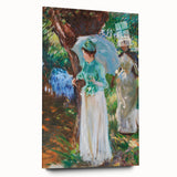 Romanticism Art: Two Girls with Parasols - Vibrant Painting by Sargent
