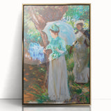 Romanticism Art: Two Girls with Parasols - Vibrant Painting by Sargent