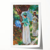 Romanticism Art: Two Girls with Parasols - Vibrant Painting by Sargent