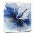 Abstract floral design on acrylic glass, showcasing vibrant colors and intricate patterns, displayed in a chic side view with decorative pins. Ideal for modern decor.