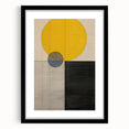 Abstract minimalist wall art framed in black with a white mat, showcasing a geometric design that enhances modern interior decor aesthetics and adds sophistication to living spaces.