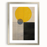 Abstract minimalist wall art framed in silver, showcasing geometric shapes and muted colors, perfect for modern home decor. Ideal for enhancing contemporary interiors.