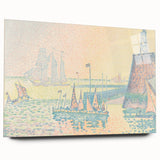 Pastel Seascape Wall Art - Soft Pointillist Evening Harbor Decor
