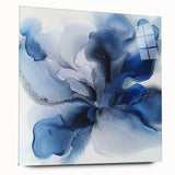 Abstract floral design on acrylic glass, showcasing vibrant colors and intricate patterns, displayed in a side view without pins, perfect for modern decor.