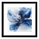 Abstract floral artwork framed with a black mat, showcasing vibrant colors and intricate patterns, ideal for modern home decor or gallery displays.