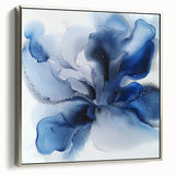 Framed canvas artwork showcasing vibrant abstract floral designs in silver tones, displayed from a side view, ideal for modern home decor.