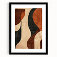 Abstract minimalist wall art in a black frame with a mat, showcasing geometric shapes and muted tones, perfect for modern home decor or office spaces.