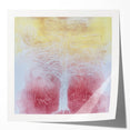 Glossy photo print mockup featuring an abstract floral design with vibrant colors, ideal for home decor showcasing modern art aesthetics.