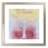 Elegant abstract floral frame in silver with a matte finish, showcasing a vibrant floral design, perfect for home decor or art display. Ideal for enhancing interior aesthetics.