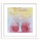 Abstract floral frame featuring a white mat, showcasing vibrant multicolored flowers and intricate details, perfect for enhancing modern home decor aesthetics. Ideal for art enthusiasts seeking a refreshing touch to their living spaces.