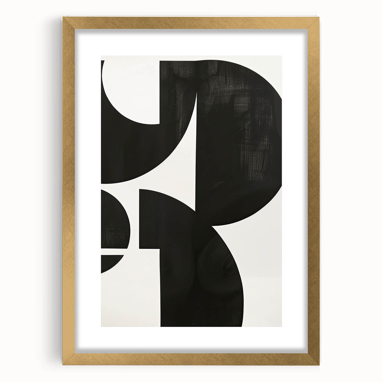 Abstract minimalist wall art featuring a gold-framed design with a mat, showcasing geometric patterns and soft color tones, perfect for modern home decor.