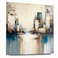 Abstract architectural wall art displayed in a side view, showcasing vivid colors and intricate patterns. The piece is mounted with pins on a sleek surface, emphasizing its modern design and artistic flair, perfect for contemporary home decor.