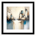 Abstract architectural wall art framed with a black mat, showcasing geometric shapes and lines in a modern design. Perfect for contemporary home decor.