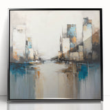 Framed abstract architecture wall art in black acrylic, showcasing modern geometric shapes and lines, ideal for contemporary home decor or office spaces.
