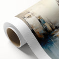 Abstract architectural wall art on rolled canvas, showcasing a blend of geometric shapes and vibrant colors, ideal for modern home decor. The artwork features intricate details and a contemporary aesthetic, packaged securely in a protective cardboard tube.