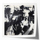 Abstract art print mockup showcasing vibrant, glossy splatters in shades of blue, yellow, and red on a white background, ideal for modern decor or art branding.