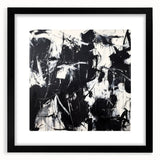 Abstract splatter design framed in black, showcasing vibrant colors and artistic flair, ideal for modern home decor or gallery display.
