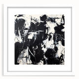 Abstract splatter art frame in white mat, showcasing vibrant colors and dynamic patterns, perfect for modern home decor or artistic display.