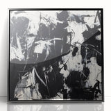 Framed black acrylic artwork showcasing vibrant abstract splatters in a modern design, perfect for contemporary home decor, adding bold color and style to any room.