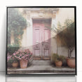 Large abstract wall art featuring a minimalist black and white architectural door design on a framed acrylic.