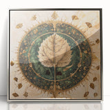 Framed wall art featuring an intricate design of flowers and leaves in vibrant colors, displayed in a sleek silver frame, ideal for modern decor.
