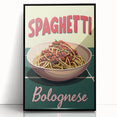 Large abstract wall art featuring an assortment of food dishes in muted earth tones on a framed acrylic.