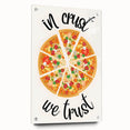Large abstract wall art on acrylic glass depicting vibrant culinary themes, ideal for dining room decor.