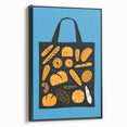 Black and white framed canvas featuring vintage poster art of assorted pastries, ideal for bedroom wall decor.