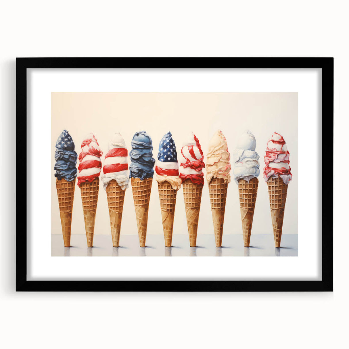 Red, White & Blue Ice Cream - Fourth of July Decorations Wall Art