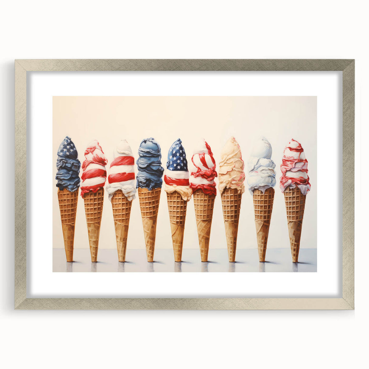 Red, White & Blue Ice Cream - Fourth of July Decorations Wall Art