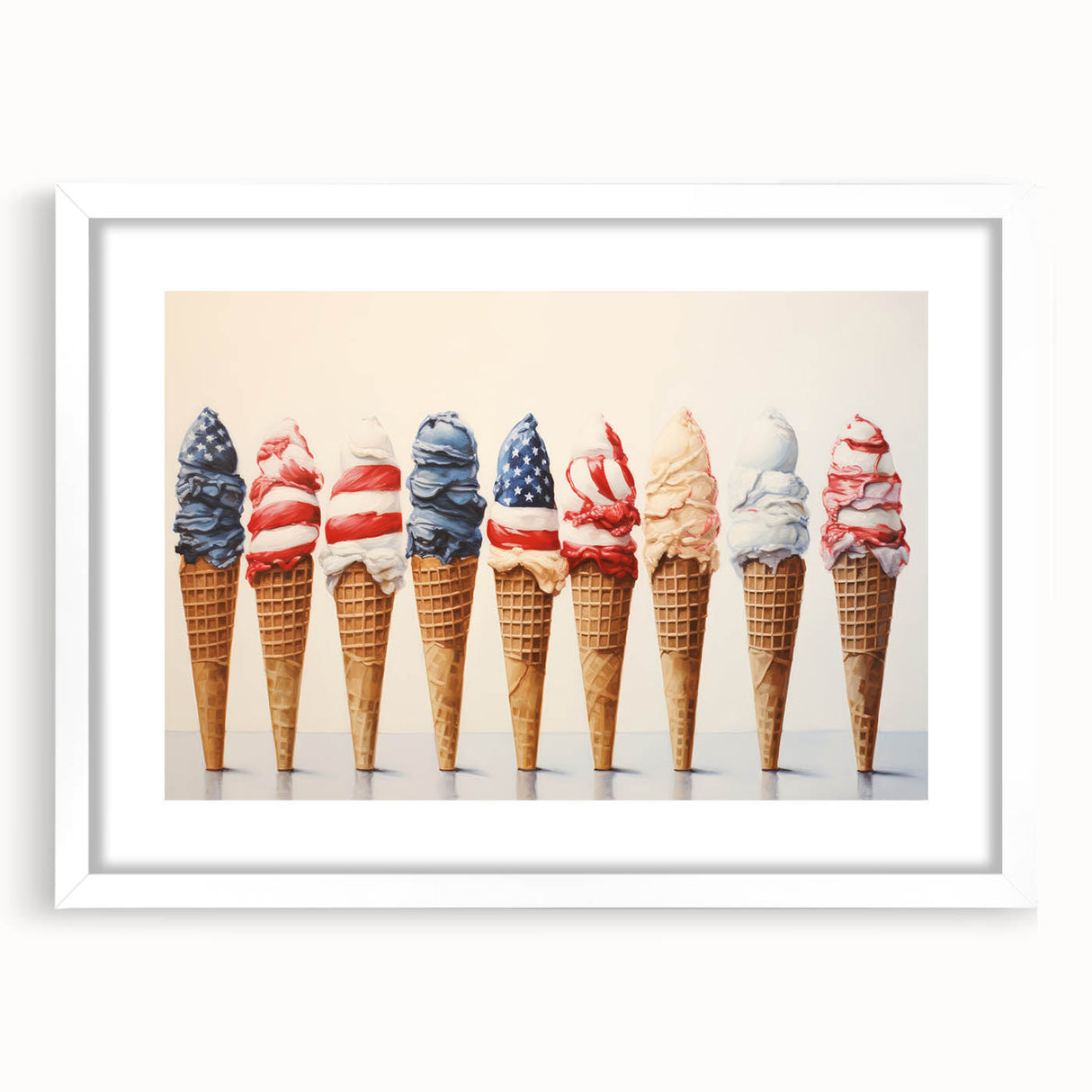 Red, White & Blue Ice Cream - Fourth of July Decorations Wall Art