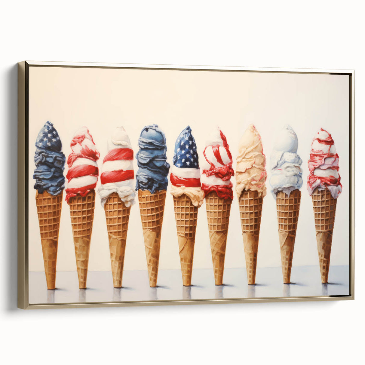 Red, White & Blue Ice Cream - Fourth of July Decorations Wall Art