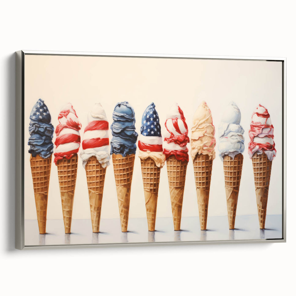 Red, White & Blue Ice Cream - Fourth of July Decorations Wall Art