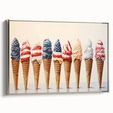 Red, White & Blue Ice Cream - Fourth of July Decorations Wall Art