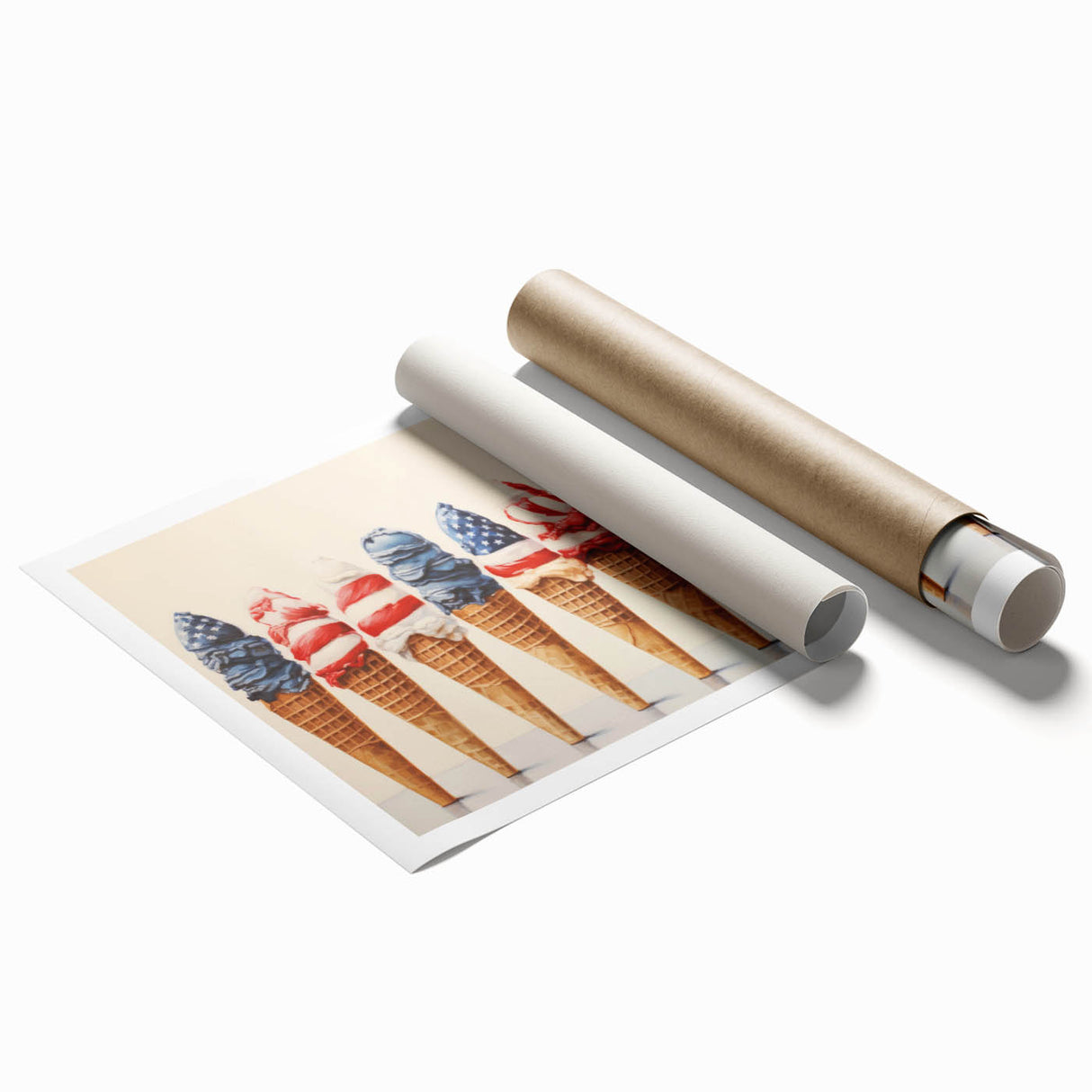 Red, White & Blue Ice Cream - Fourth of July Decorations Wall Art